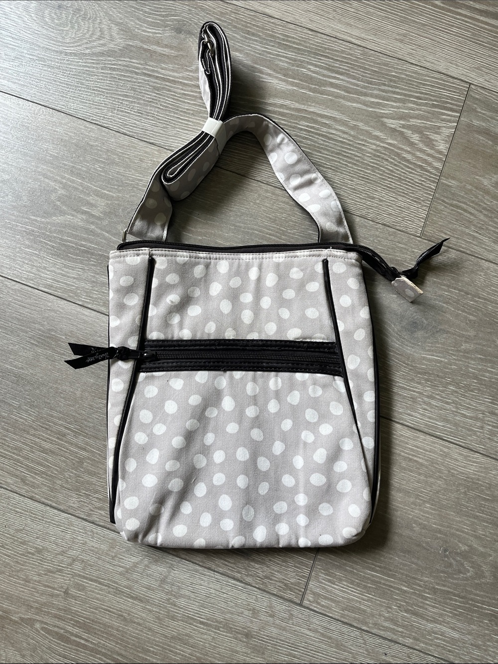 thirty-one Gray and White Polka Dot Crossbody Shoulder Bag